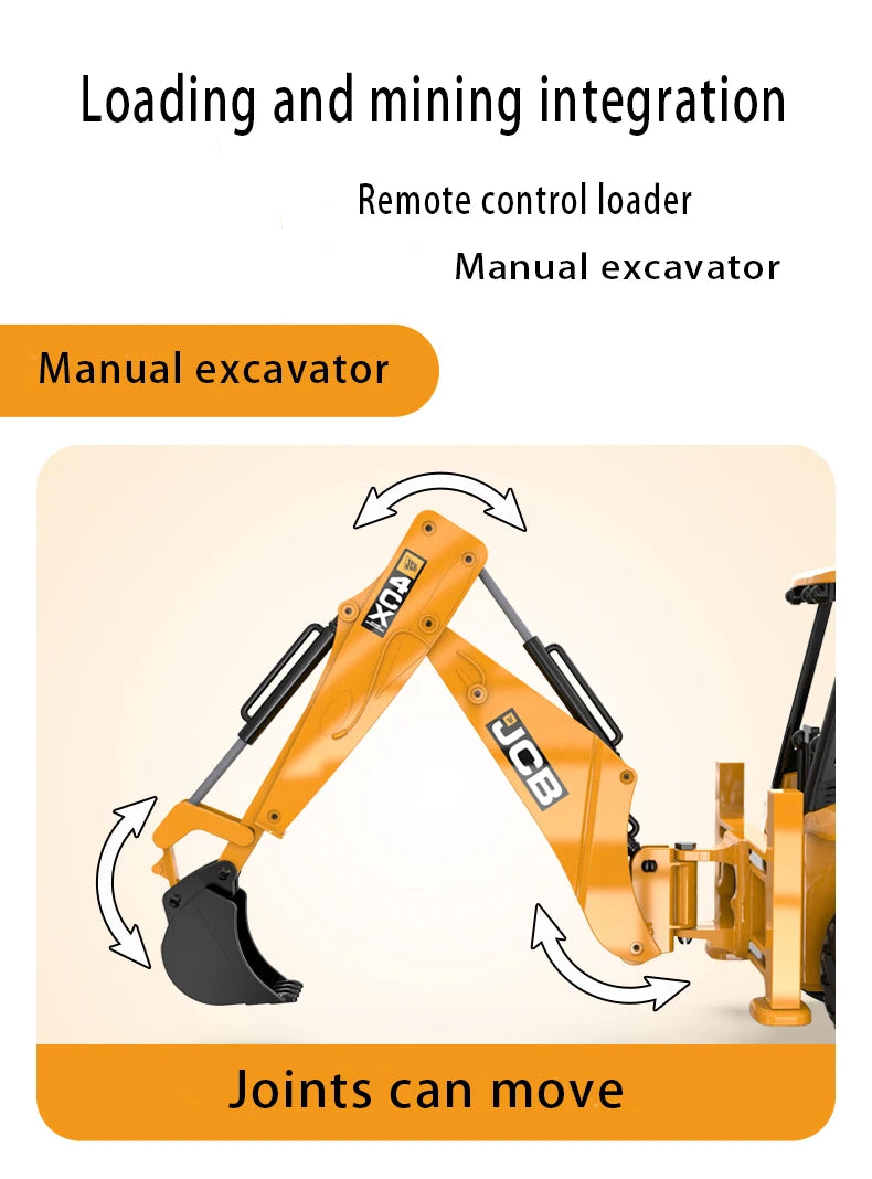 DOUBLE E RC Backhoe Loader | 1:20 Scale Remote Control Excavator | Simulation Construction Vehicle