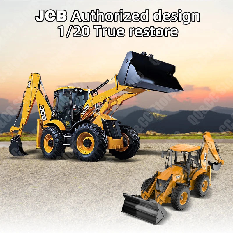 DOUBLE E RC Backhoe Loader | 1:20 Scale Remote Control Excavator | Simulation Construction Vehicle