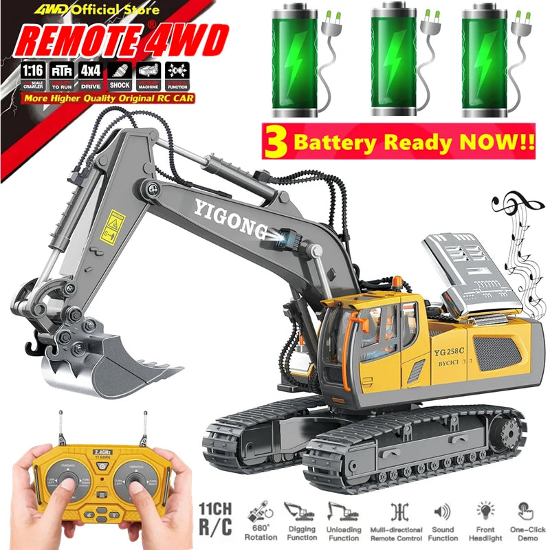 4WD Remote Control Excavator | 1:20 Scale | Simulation Construction Vehicle