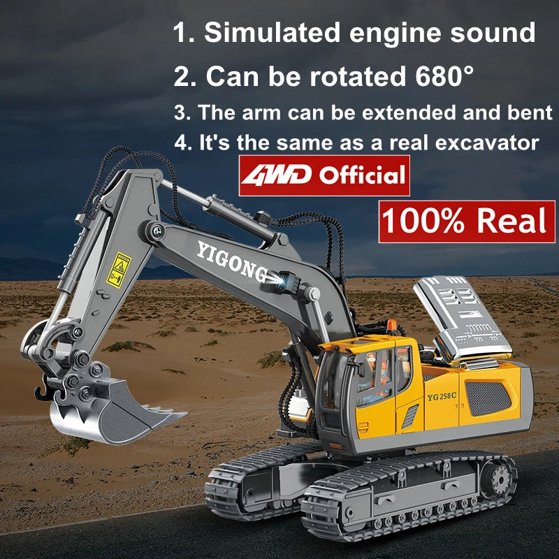 4WD Remote Control Excavator | 1:20 Scale | Simulation Construction Vehicle