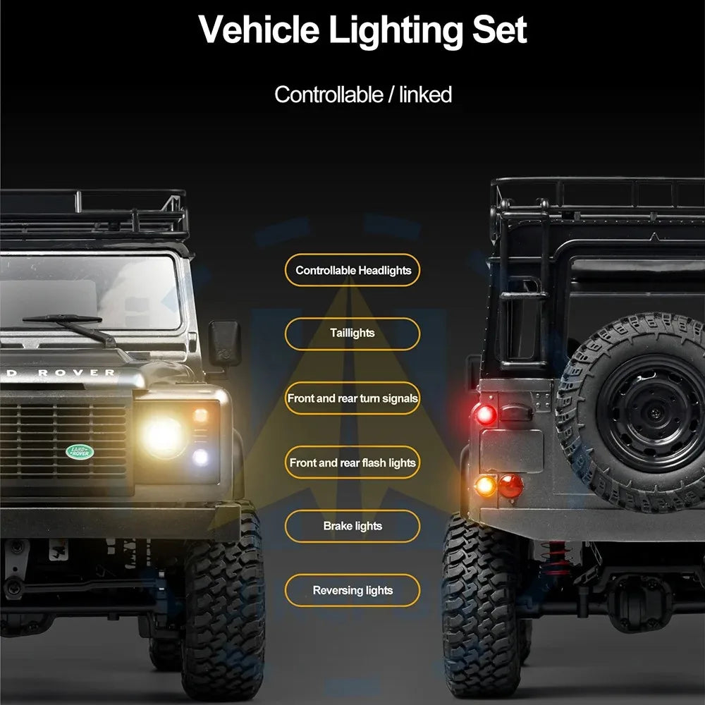 Land Rover Defender 90 RC Off-Road Truck | 1:12 Scale | Climbing Crawler With Lights