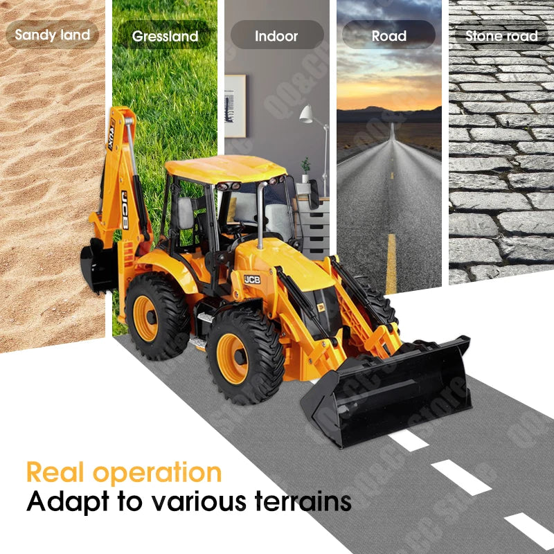 DOUBLE E RC Backhoe Loader | 1:20 Scale Remote Control Excavator | Simulation Construction Vehicle